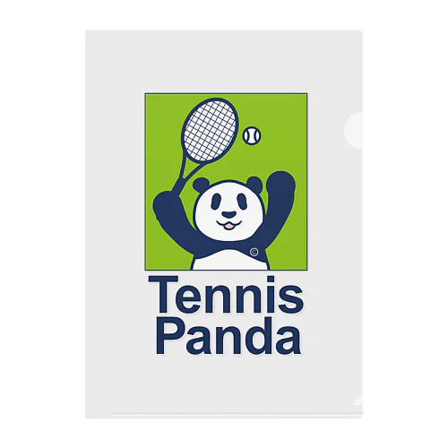 パンダ・テニス・TENNIS・アイテム・デザイン・ラケット・ガット・イラスト・スポーツ・Tシャツ・サーブ・かっこいい・かわいい・選手・画像・ボール・王子・絵・オリジナル（C） クリアファイル