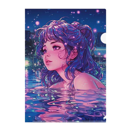 ネオンシティ シリーズ ナイトプール　Night Pool Clear File Folder