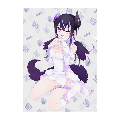 よるの姿💜柄ありウインク Clear File Folder