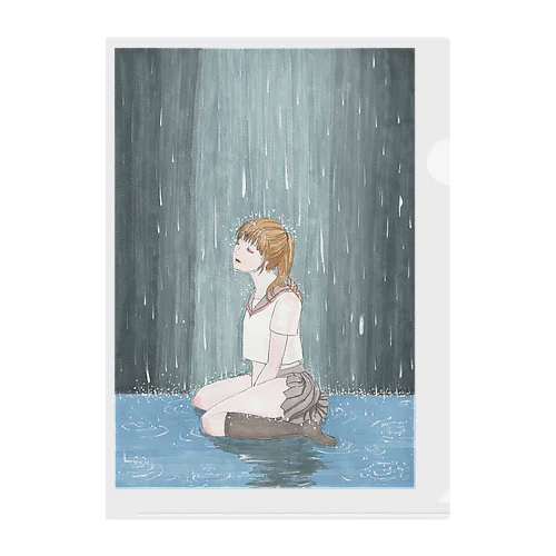 女生徒１（雨の中の悲しみ） Clear File Folder