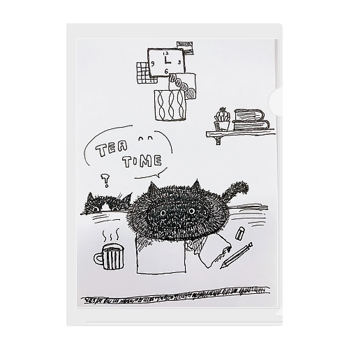 けだまねこ　tea time Clear File Folder
