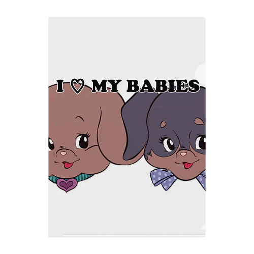 トイプードル×ダックス-レッド&ブラックタン「I♡MY BABIES」 Clear File Folder