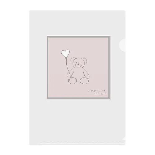 🧸 Bear and heart white balloon . クリアファイル