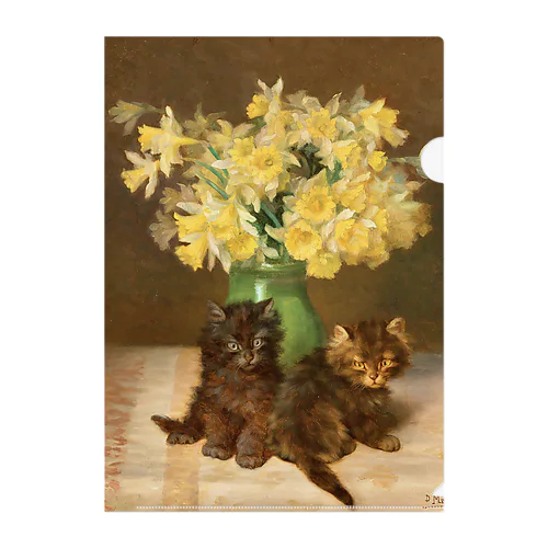 ダニエル・メルリン《花瓶の前にいる2匹の子猫》 クリアファイル