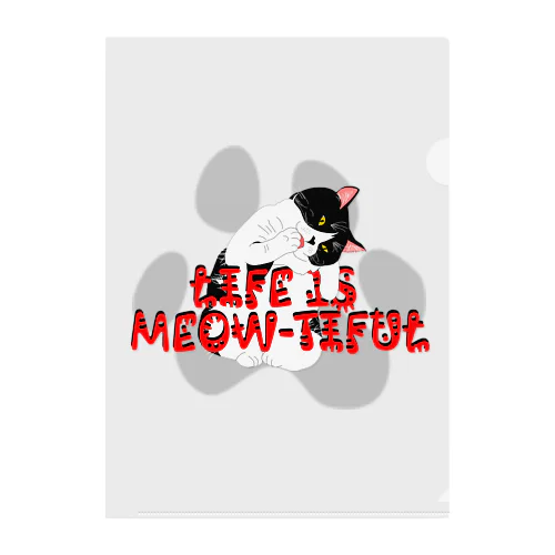 LIFE IS MEOW-TIFUL（黒ラインロゴ） Clear File Folder