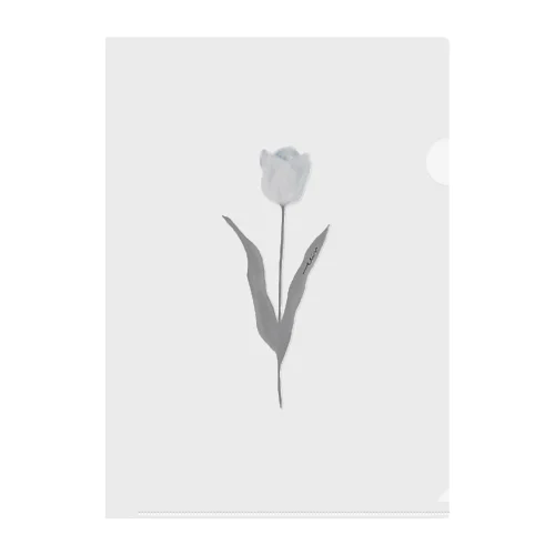 Tulip , shabby chic gray Blue . Clear File Folder