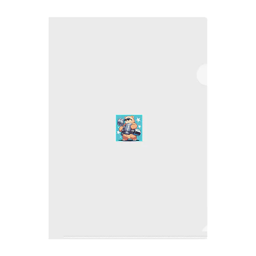 筋トレするサングラスくまさん Clear File Folder