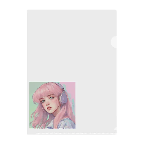 Headphones Girl Clear File Folder