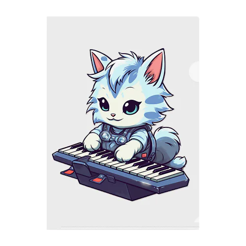 可愛いネコちゃんとキーボード クリアファイル