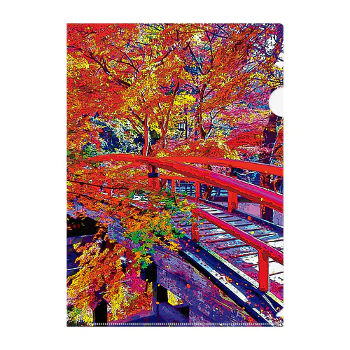 伊香保 河鹿橋の紅葉 クリアファイル