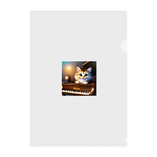 子猫ピアニスト-1 Clear File Folder
