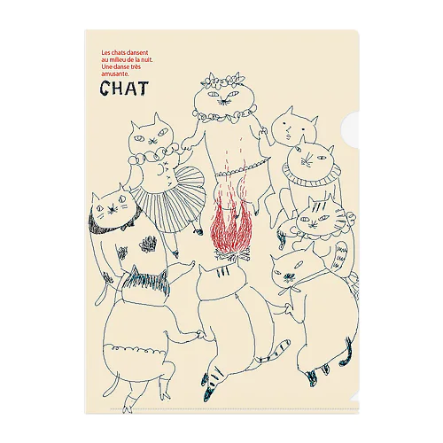 踊る猫たちのクリアファイル Clear File Folder