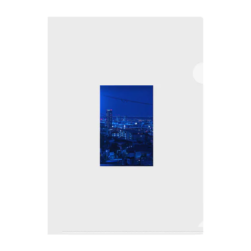 綺麗な青い背景の夜景 クリアファイル