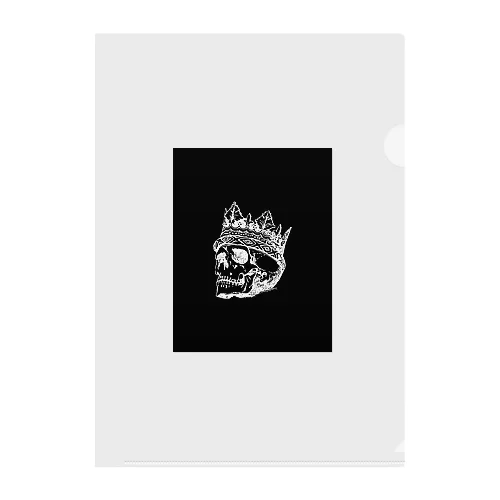 Black White Illustrated Skull King  Clear File Folder