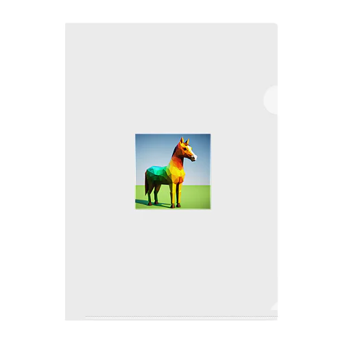 カラフルにたたずむ馬 Clear File Folder