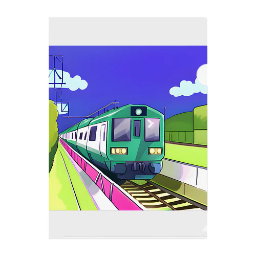 緑色の電車 Clear File Folder