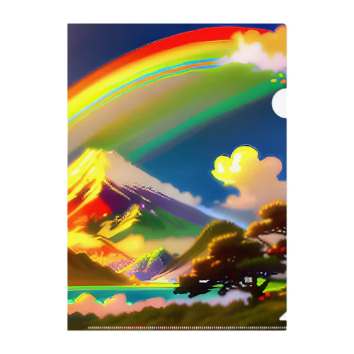 “Rainbow-colored Mount Fuji: The Gateway to a Colorful Fantasy” Clear File Folder