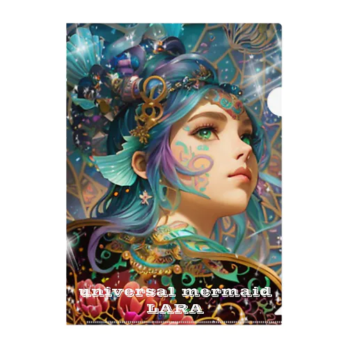 universal mermaid LARA Clear File Folder