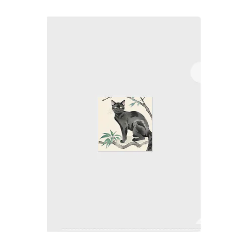 水彩画の黒猫さん クリアファイル