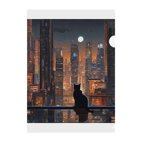 猫と摩天楼 Clear File Folder