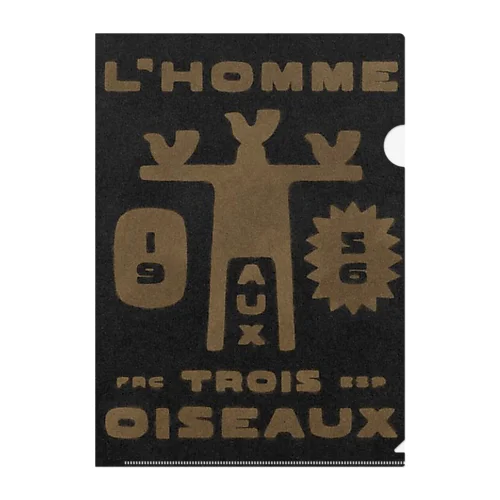 L'HOMME 1953 The man with three birds 黒金 Clear File Folder