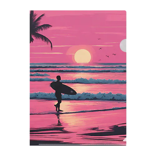 Tropical Beach Surfer Clear File Folder