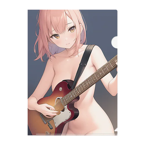 ギターを弾く裸の女の子 クリアファイル