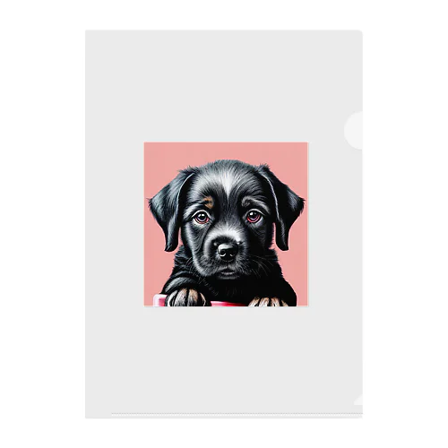 黒い子犬 Clear File Folder