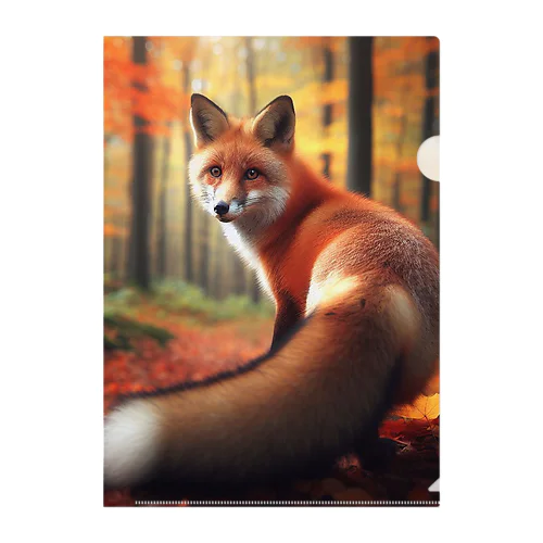 秋の森のキツネ🦊 Clear File Folder
