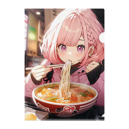 ラーメンをたべる女の子 Clear File Folder