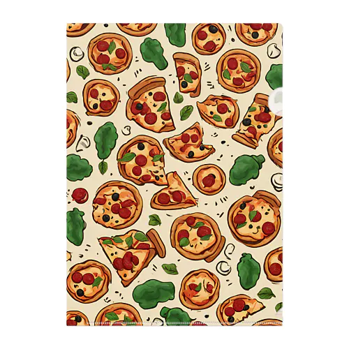 pizza plain background illustration クリアファイル