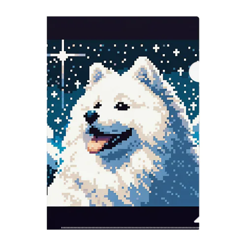 白い犬のドット絵 Clear File Folder