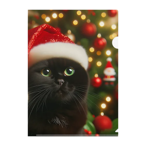 黒猫のクリスマス🐈‍⬛🎄 Clear File Folder