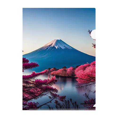 富士山と紅葉、そして湖のグッズ Clear File Folder