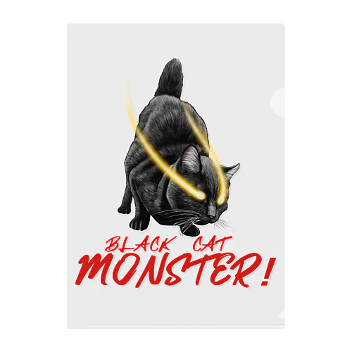 黒猫モンスター Clear File Folder