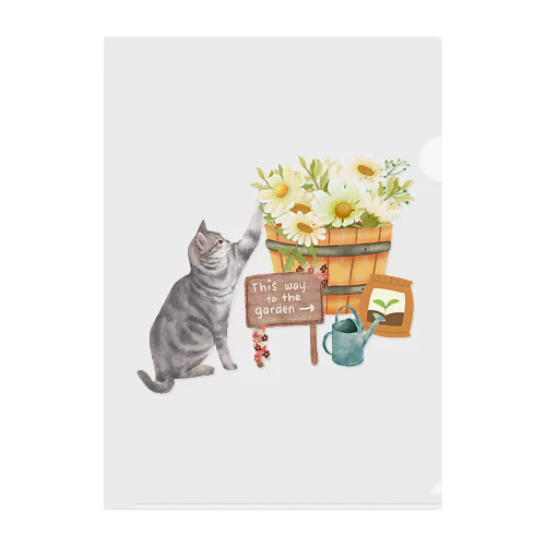 お花が好きな猫 Clear File Folder