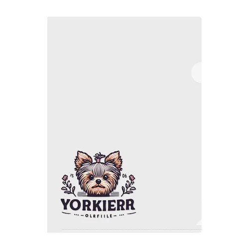 かわいいヨークシャテリアのロゴ入りグッズ Clear File Folder