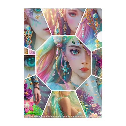 cutie mermaid REINA WORLD Clear File Folder