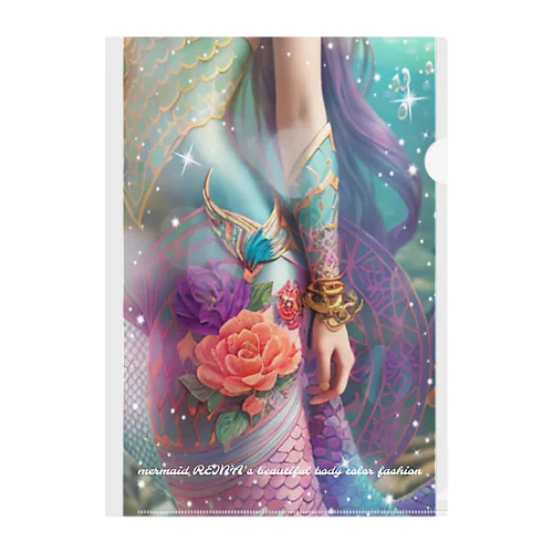 mermaid REINA  fashion color Clear File Folder
