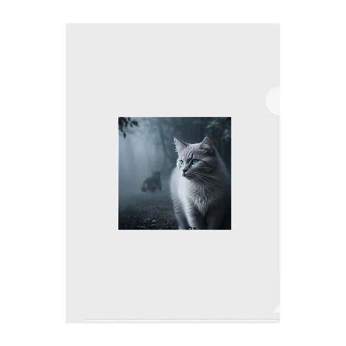 「境界を見つめる猫の眼差し」 Clear File Folder