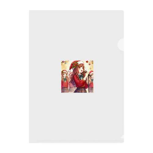 クリスマスに歌う女性 Clear File Folder