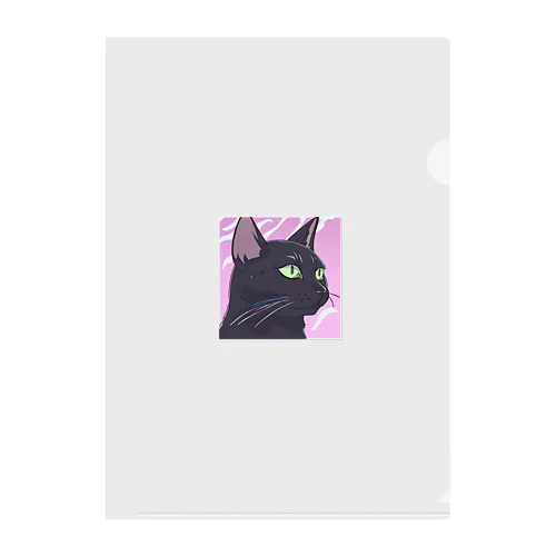かっこいい黒猫3 Clear File Folder