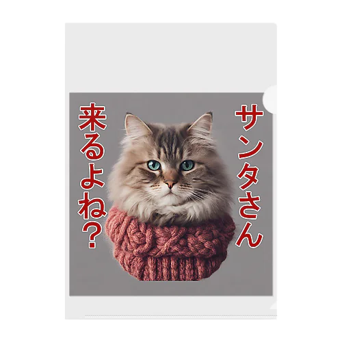 サンタを信じてる猫 Clear File Folder