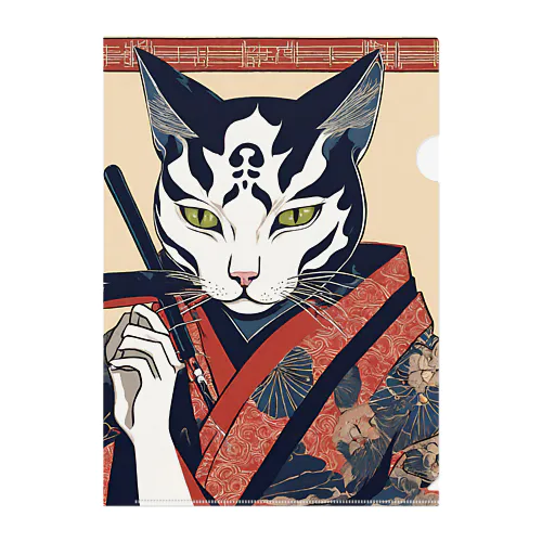 着物を着た和風猫 Clear File Folder