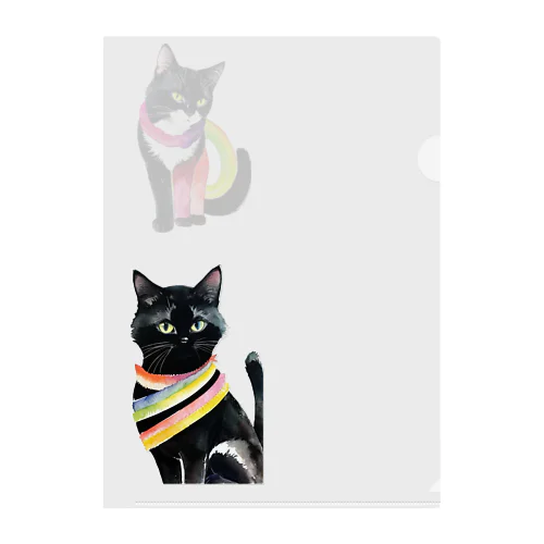 黒猫と虹の首輪 Clear File Folder