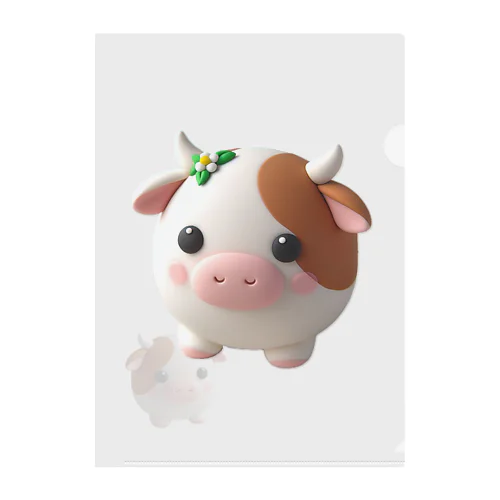 可愛い💕まんまる◯シリーズ✨　牛🐮 クリアファイル