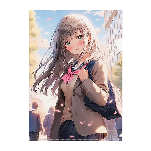 ブレザーセーラー服ミックス制服の女の子 Clear File Folder