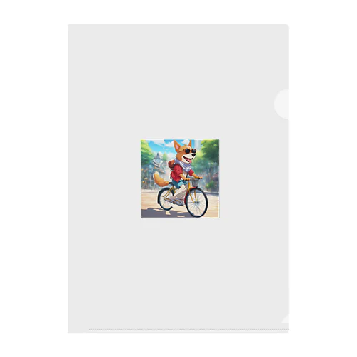 自転車サングラス犬 Clear File Folder