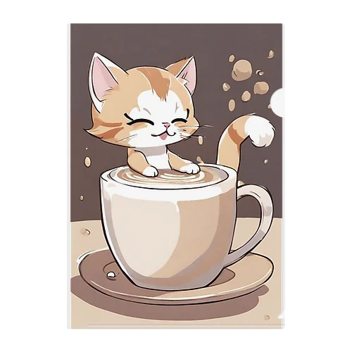 のほほんカプチーノ猫🐱 クリアファイル