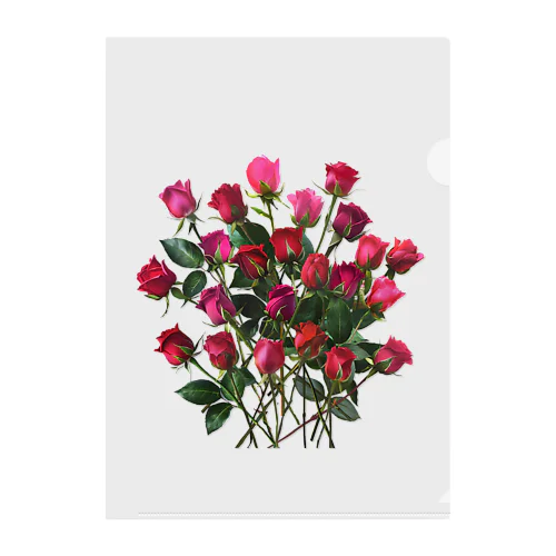 Redpink 23 Roses Clear File Folder